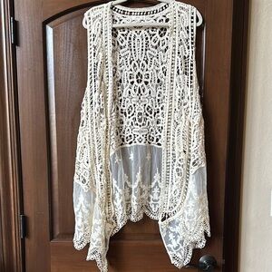 Cream Lace Crochet Vest